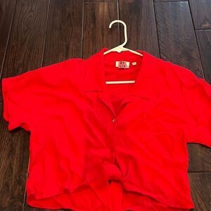Wilfred xs red cropped blouse with tie